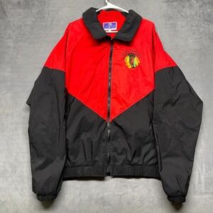 Vintage Jammin NHL Chicago Blackhawks Ice Hockey Jacket Mens XL Red Black Logo